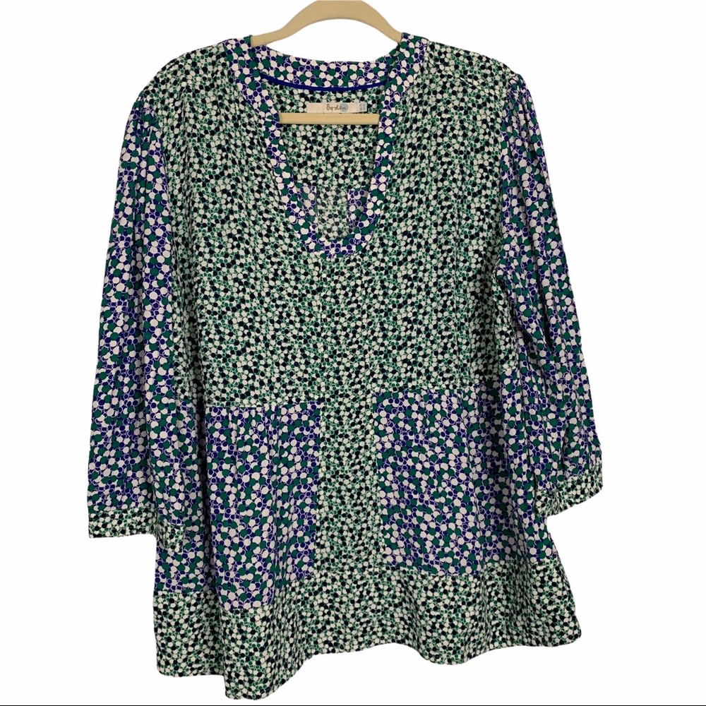 Boden Mollie Bloomsbury Mixed Polka Dot Patchwork Geometric Circles Blouse Sz 16